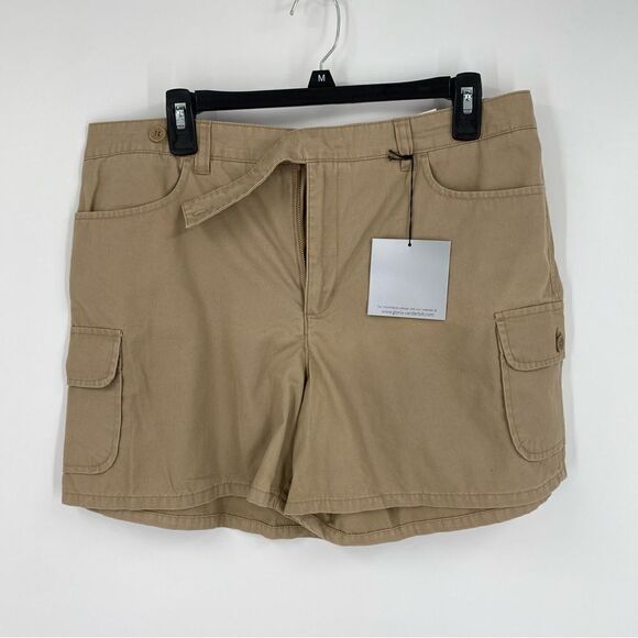 Gloria Vanderbilt Women’s Tan Flat Front Chino Shorts size 14P - Picture 1 of 5